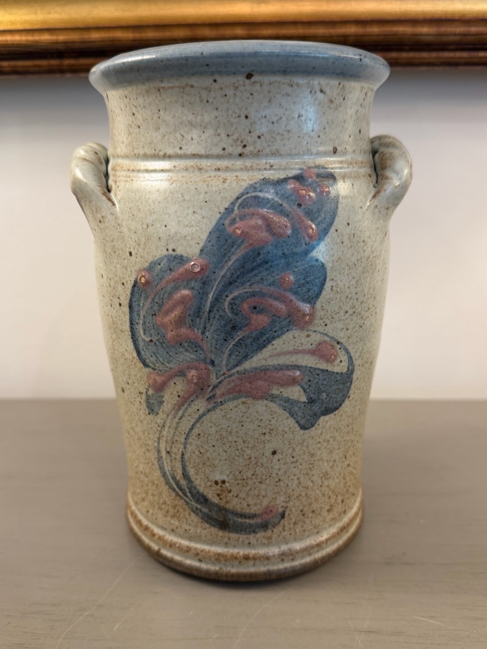 Natural Salt Glazed Pottery Crock Vase Flowers Hand Thrown Studio Pottery Signed